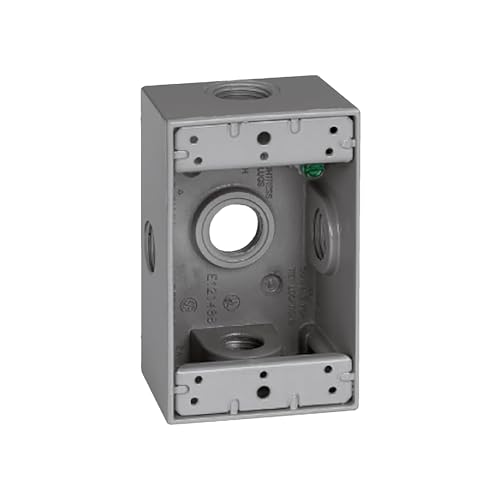 Image of Sigma 14251-5X Weatherproof 1 /2 inch 5 Hole Side Entry 1-Gang Box, Gray