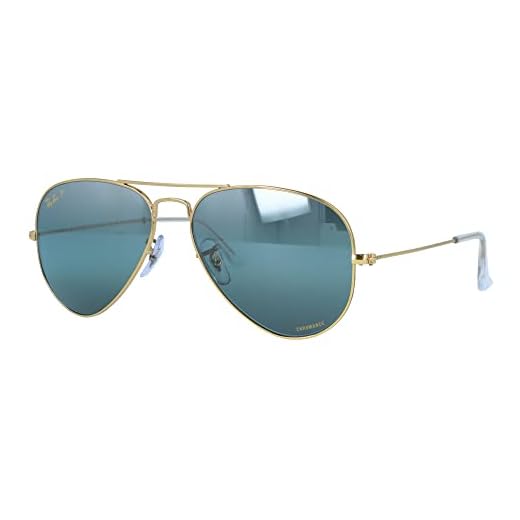 Óculos de Sol Ray-Ban Polarizado Aviator Large Metal 0RB3025 9196G6 Tam 55 / Ouro - Lentes Azul Gradiente