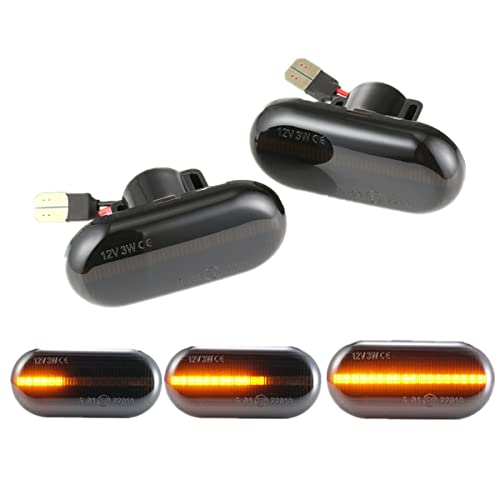 LEDFEWAG 2 pièces LED Feux de jour Clignotant Latéraux Dynamique Ambre Compatibile pour Opel MOVANO Combi VIVARO Compatibile pour Renault Clio 1 2 KANGOO MEGANE ESPACE TWINGO MASTER