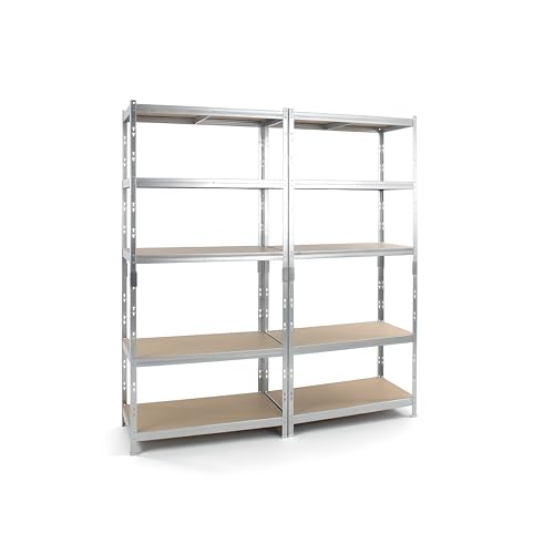 Edsal MuscleRack 5-Tier Heavy Duty Steel Shelving Unit Set of 2 | 180x90x40 cm | 175kg Load Per Shelf (875kg Per Bay) | 2x Storage Shelves | 5 Tier Garage Shelving (2)