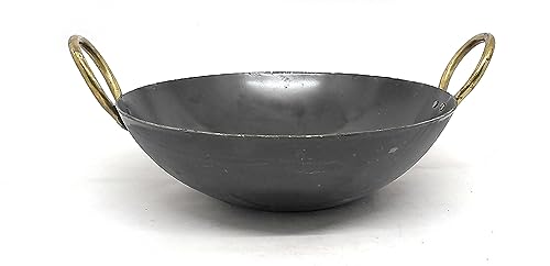 Image of NYRA PureTraditional Black Iron Kadhai for Cooking | Induction Compatible | Heavy Base | Loha Kadai Lokhand /Lokhandi with Handle (Medium)