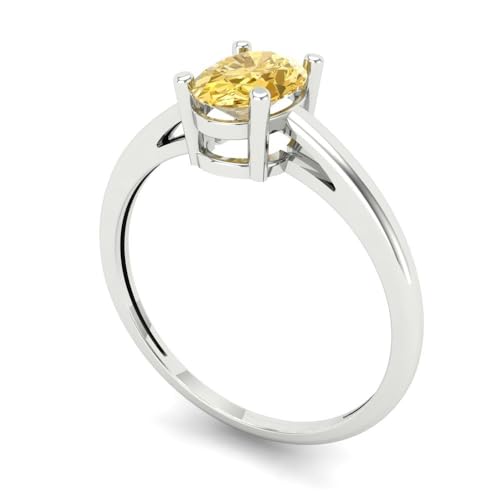 Clara Pucci 1 tcw Oval Cut Engagement Ring for Women, 14K Solid Gold, White Gold, Solitaire Simulated Yellow Diamond Bridal Anniversary Promise Ring2