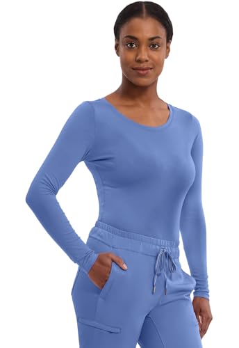 Image of Healing Hands Underscrub Long Sleeve Women Knits Scrub Tops | Soft Cotton Blend Knit, Breathable Stretch Comfort, Machine Wash, Easy Care Fabric, Ideal For Layering Under Scrubs