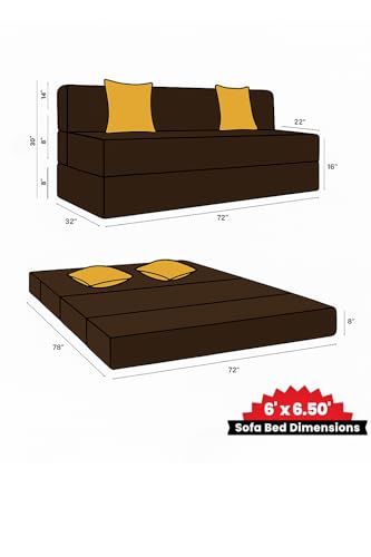 Image of CELLBELL Comfy Sofa Cum Bed 6x6.5 Feet | Foldable Dual Use Couch Bed with Soft Cushions, Washable Fabric Cover & Sturdy Frame | Space Saving Modern Design for Living Room, Bedroom & Guest Use (Brown)