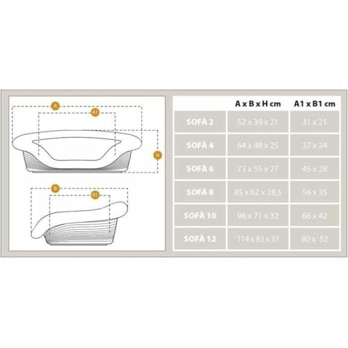 Ferplast Hundebett Hundesofa Katzenbett Hundematte Sofa' 4 Kunststoffkorb mit Waschbarem Gepolstertem Hundekissen, 64 x 48 x h 25 cm.