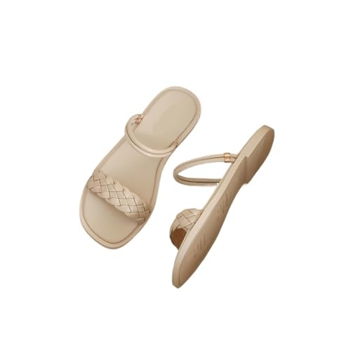Womens Sandals Braided slippers for women summer outdoor wear with skirt flat beach sandals two-way shoes for women2