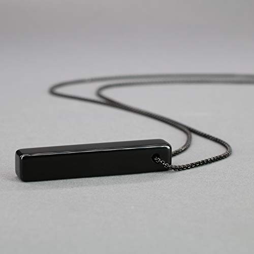 Coai Bar Healing Crystal Black Obsidian Stone Necklace 24" #TOP3