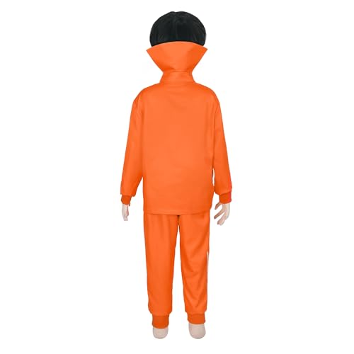 Uisozsfeb Kids Orange Tracksuit 2-piece Sports Suit Hoodie with Wig Glasses3