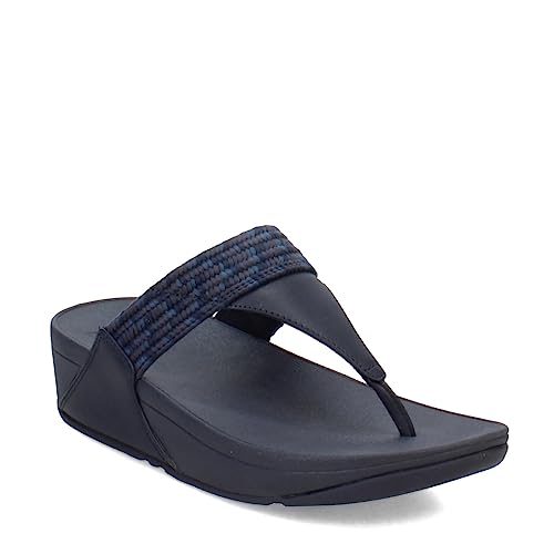 FitFlop Lulu Art-Webbing Toe Post Sandals Midnight Navy Mix 6 M (B)