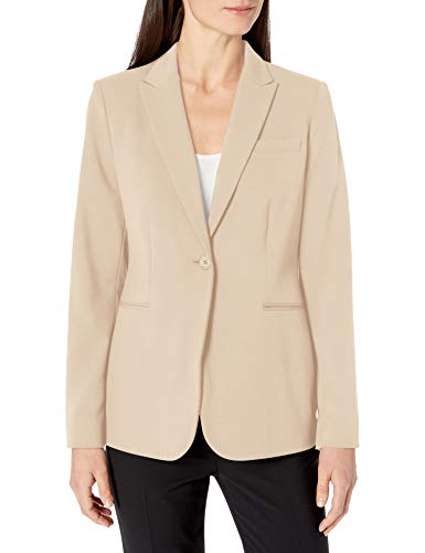 Calvin Klein Women's Single Button Suit Jacket, Latte, 16