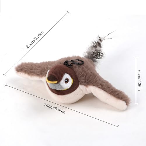 Oiseau pour chats interactif stimulant avec simulation chant de moineau et parfum à chat - 6