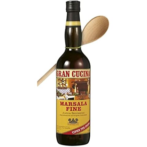 Gran Cucina Marsala Fine DOC 18% vol. mit Kochlöffel (1 x 0,75l) - Feiner Likörwein mit fruchtigem Charakter - Perfekt als Dessertwein oder zum Kochen und Backen Cover