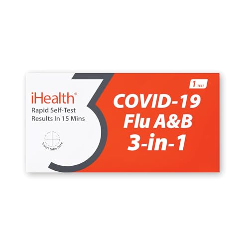 iHealth FluA/B + Covid-19 Test Combo, At-Home 3-in-1 Rapid Test, 1 Test