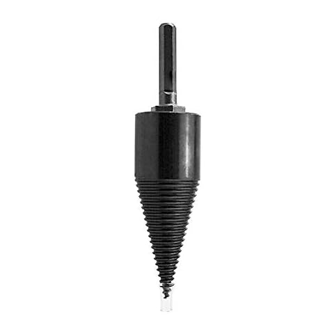 Firewood Drill Bit, Firewood Splitter Fast Wood Cone Drill Bit, Black High Carbon Steel Hex Shank High Speed Twist Firewood Drill Bit, for Family, Outdoor, Camping, Farm Cover