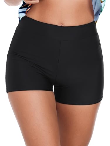 Ocean Blues Women's Swim Short Boyshorts Swim Bottoms Mid Waisted Board Shorts