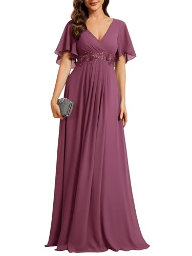 Image of Ever-Pretty Womens V Neck Applique Mother of the Bride Dresses Formal Dress