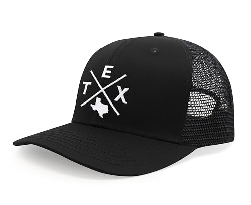 International Tie Hat for Men and Women Snapback Trucker Baseball Cap Embroidered Cross Logo (TEX - Texas All Black)