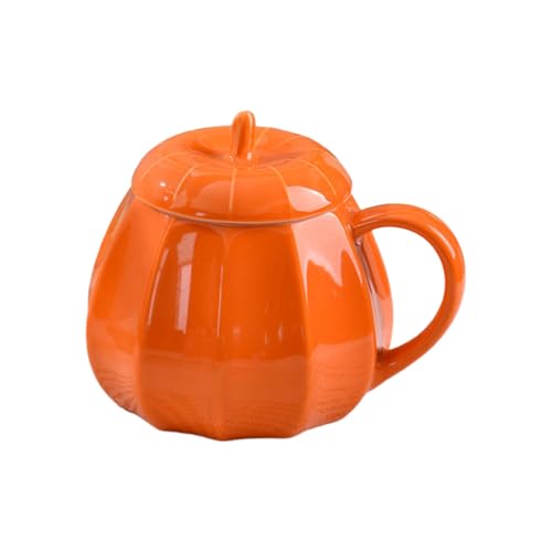 Coffee Cups with Lids, 8 Oz Cute Durable Halloween Pumpkin Mug with Handle - image 1