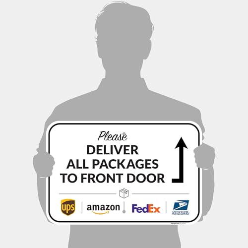 Image of Package Delivery Sign, Delivery Instructions All Package Front Door Sign, 12x18 Inches, Rust Free .063 Aluminum, Fade Resistant, Made in USA