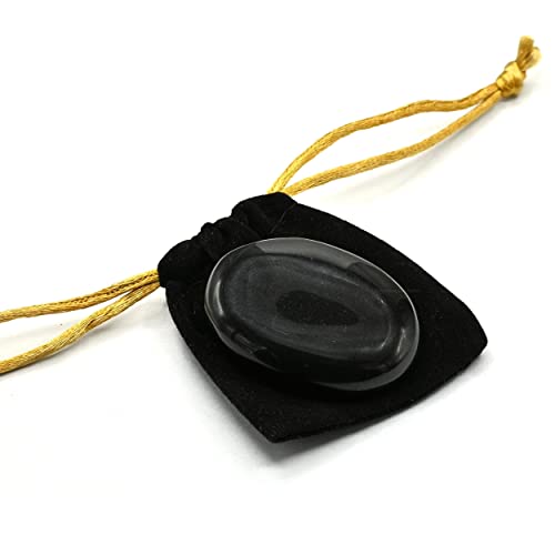 Image of Amazing Gemstone Black Agate Crystals and Healing Stones - Large Palm Stone Crystals Piedra - Crystal for Good Luck, Balanced Positive Energy, Meditation - Unique Stocking Stuffers, Gifts for Women