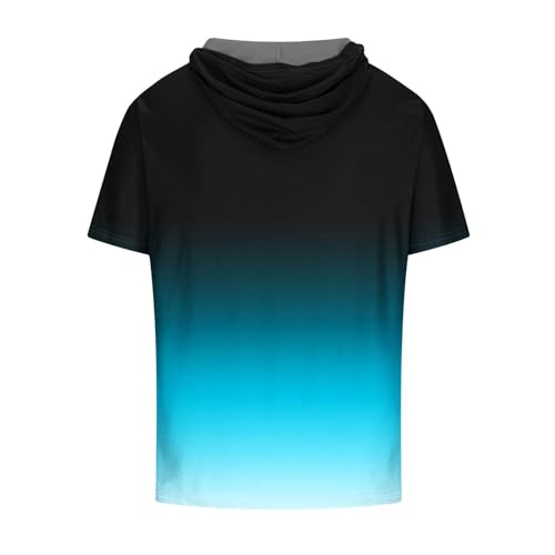 Shirt for Men Classic Fit Short Sleeve Hoodie Gradient Color Hooded Tees Muscle Fit Sport T Shirt Clothes Summer Tops3