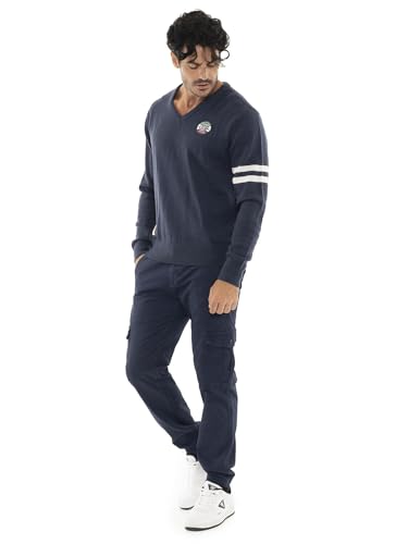 Pull col en V homme Soft Basic Leone 1947 avec patchs et bandes - 2