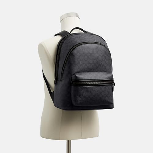 Coach Charter Backpack In Signature Canvas, Charcoal
