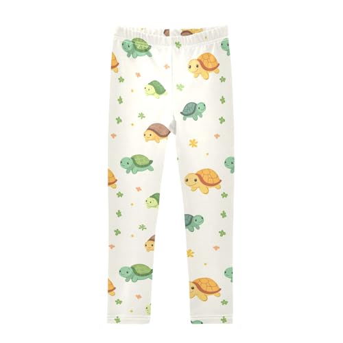 Girls Leggings Cute Turtles Flowers Soft Toddler Leggings for Girls Kids Pants Size 4T-10T