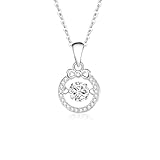 Hoisy Collar Colgante de Mujer de Oro Blanco 18 K, Redondo Hueco y Lazo con Topacio de 0,5ct y Moissanita, Colgantes Plata Azul Mujer