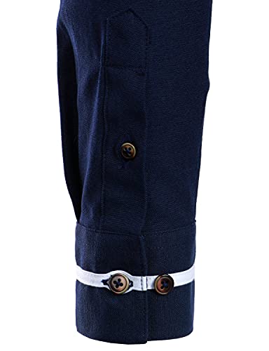 Image of ZEROYAA Mens Hipster Mandarin Collar Slim Fit Long Sleeve Casual Button Down Oxford Dress Shirt with Pocket
