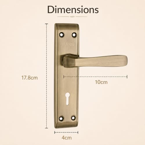 Image of Atom Pack of 2 Heavy Duty Mortise Door Lock for Bedroom, Living Room, Main Door, Brass Antique Finish | 3 Keys | 6 Lever Double Stage Lockset for House Hotel Office(1002KY)
