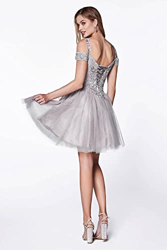 TIRAS Lace Appliques Short Homecoming Dresses 2024 Cold Shoulder Glitter Tulle Cocktail Gowns2