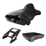 PEGSTREAMLINER Vivid Black 10.7' Chopped Tour Luggage Trunk Backrest Mounting Rack Fit For Harley 2014-2025 Street Road Electra Glide Road King Ultra-Classic CVO