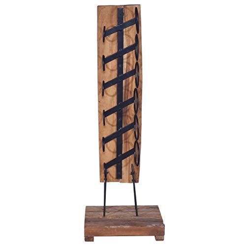 Soporte para 6 botellas de vino en madera de teca sólida miniatura 2