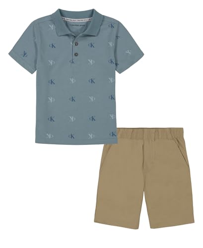 Image of Calvin Klein Boys' 2-piece Short Sleeve Polo Shirt and Shorts Set