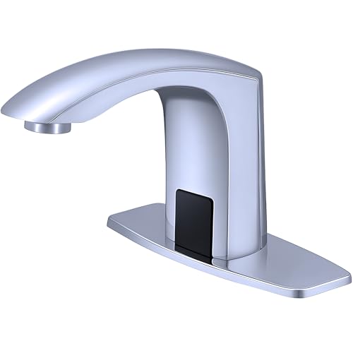 Luxice Sensor Automatic Touchless Bathroom Sink Faucet Hot & Cold Mixer Cover Plate Included Faucet,Chrome Finished