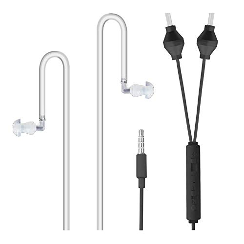 SafeSleeve EMF Protection Anti Radiation Free Air Tube Headphones: Reduces EMF Radiation 5G, Aluminum Metal Earbuds with Microphone & Volume Control, for All Devices (Black)