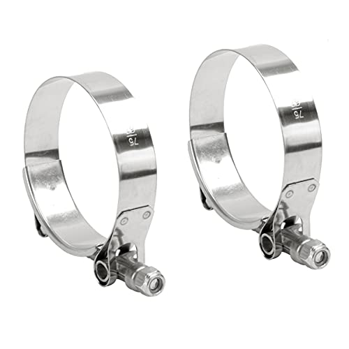 WISAUTO 67-75MM Stainless Steel T-Bolt Clamp for Turbo Silicone Intercooler Hose Clamp for 2.5inch ID hose Pack of 2pcs