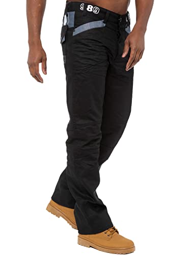 Enzo Men's Black Coated Denim Jeans, 34 Regular