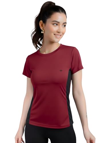 Image of White Moon Gym Tshirt for Women Workout Dry Fit t Shirt Sports Tshirt | Gym Tops for Woman | Lightweight Round Neck Breathable Half Sleeve Activewear Running Yoga Tops for Woman