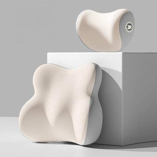 Hidrrdc 車 腰クッション ネックパッド クッション スローバック メモリーコットンです 腰痛クッション ヘッドレスト ランバーサポート 腰をかばいます 背もたれクッション 通気性 人間工学 腰サポート 長時間運転 腰 サポート 無痛 洗える 取付バ