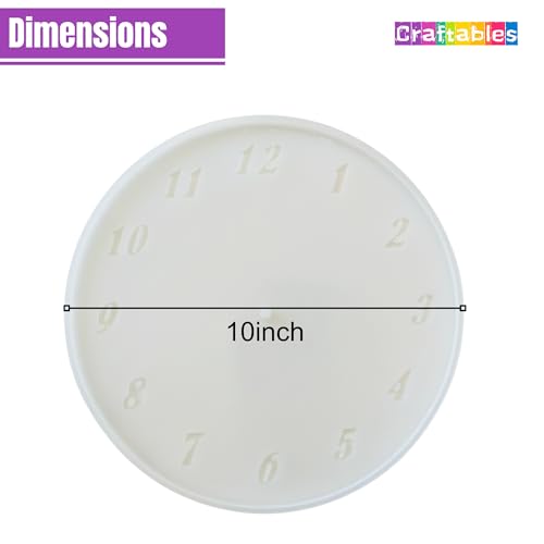 Image of Craftables 10 Inch Round Clock Mould with Clock Machine & Golden Needle Set - DIY Resin Wall Clock Kit with Numbered Dial for Home Decor & Art Projects (Resin Not Included)