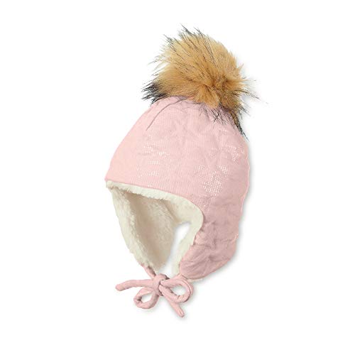 Preisvergleich Produktbild Sterntaler Inka-Mütze für Mädchen mit Kunstfell-Bommel, kuscheligem Innenfutter und Glitzermotiv, Alter: 18-24 Monate, Größe: 51, Zartrosa
