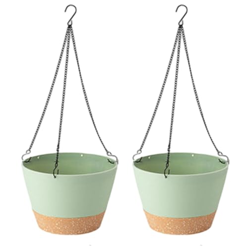 Joygoodta S.PCS Colgando plantador, macetas de Flores Colgantes de 10 Pulgadas con Orificio de Drenaje, Bandeja y Ganchos extraíbles, macetas de plástico para Patio, Porche, balcón, Verde