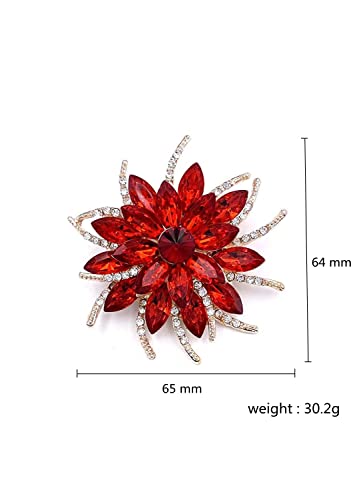Image of COLORFUL BLING Rhinestone Leaf Brooch Pin - Red, Blue Vintage Jewelry Accessory Gifts Decoration
