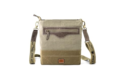 3B Upcycled Canvas and Leather Shoulder Bag for Women – Twin Fade Brown – Crossbody, Messenger, and Concealed Carry Purse – Comes with Two Straps2