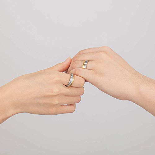 Personalized Couple Matching Rings For Him And Her Set Free Engraving Promise Rings For Couples Stainless Steel Couples Rings Sets Wedding Bands Sets For Him And Her (Gold) #TOP4