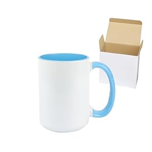 Ceramic 15oz Sublimation Coffee Mug, Turquoise, Case of 24
