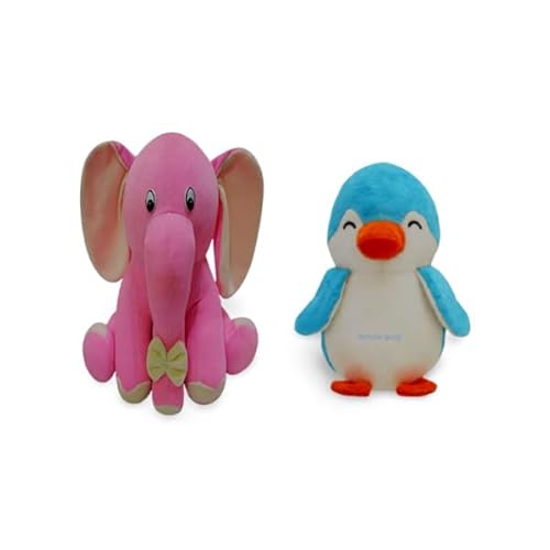Future Shop Soft Toys Combo for Kids & Adults – Cute Elephant and Penguin Plush Toy Set | Premium Stuffed Animal Toys for Hugging, Playing & Home Décor | Birthday, Valentine & Festival Gift
