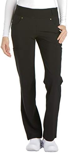 Iflex Scrubs for Women, Yoga-Inspired Knit Waistband Scrub Pants CK002, M, Black